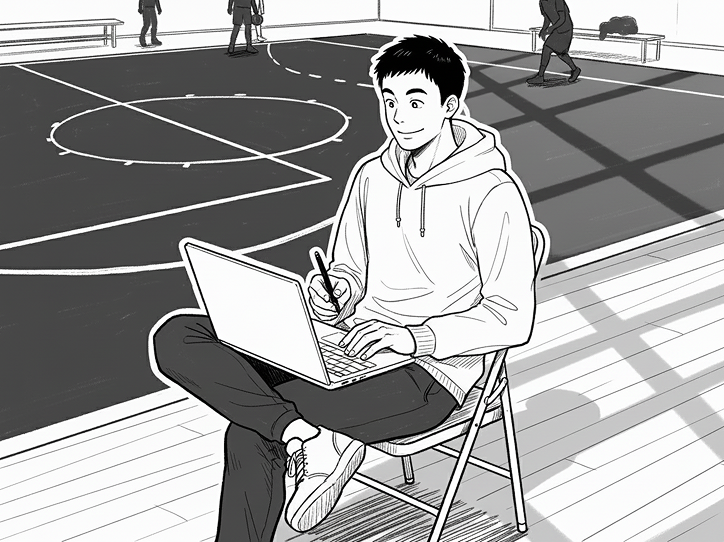 Manager organizing basketball session